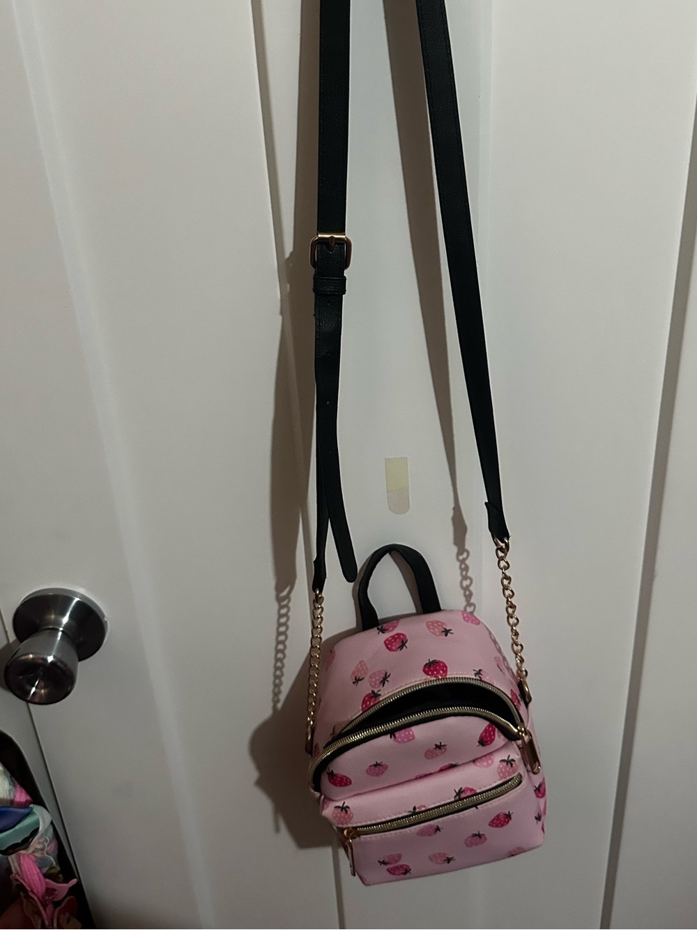 Claires Pink Strawberry Mini Backpack/Crossbody